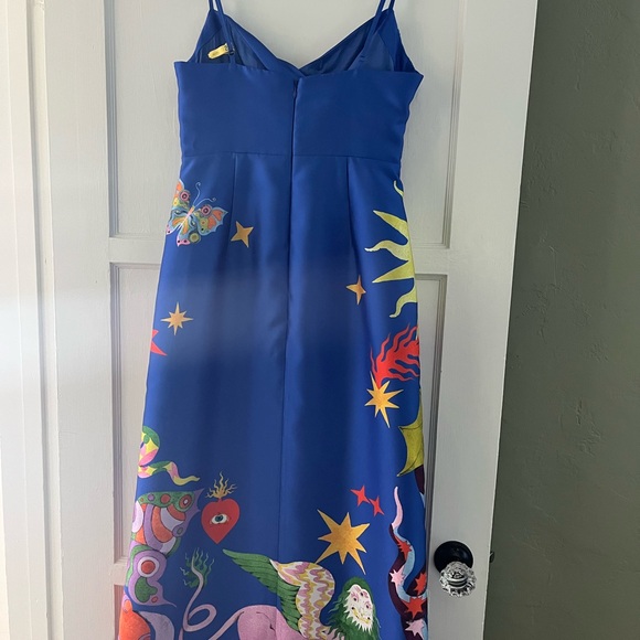 ALEMAIS Guardian Printed Satin Keyhole Midi Dress size US 6 - Picture 7 of 9